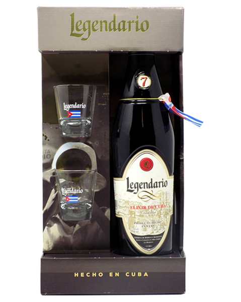 Legendario  Elixir de Cuba Geschenkset mit 2 Gläser - 0,7 lt